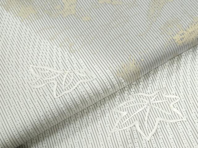 平和屋着物●訪問着　本場縞大島紬　総刺繍　竜田川渡り橋花文　金彩　正絹　逸品　CABG1068yc