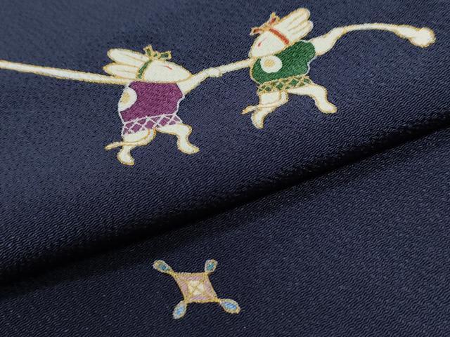 平和屋着物●訪問着　兎　仕覆宝尽くし吉祥文　暈し染め　金彩　鬼しぼ縮緬　正絹　逸品　CABG1070yc