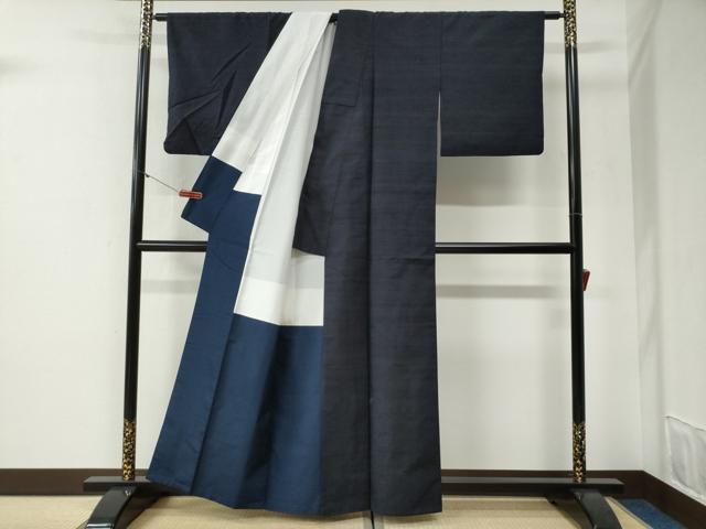 平和屋着物●上質な紬　色無地　深紫色　正絹　逸品　CABG1073yc