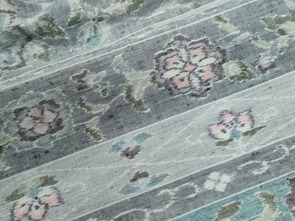 平和屋着物●小千谷紬　横段更紗花唐草文　正絹　逸品　CABG1074yc