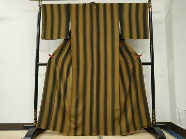 平和屋着物●上質な小紋　縞　暈し染め　正絹　逸品　CABG1075yc
