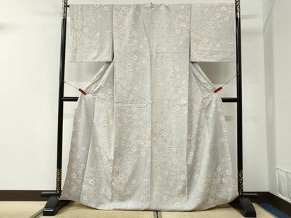 平和屋着物●上質な小紋　芝草舞桜文　金彩　正絹　逸品　CABG1077yc