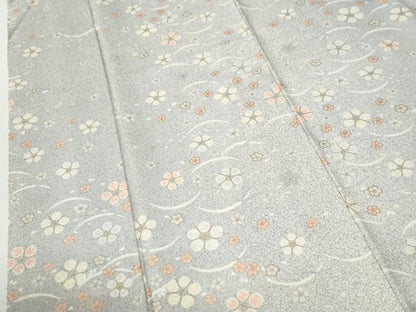 平和屋着物●上質な小紋　芝草舞桜文　金彩　正絹　逸品　CABG1077yc