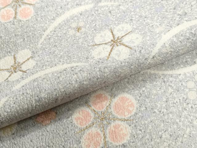 平和屋着物●上質な小紋　芝草舞桜文　金彩　正絹　逸品　CABG1077yc