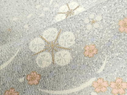 平和屋着物●上質な小紋　芝草舞桜文　金彩　正絹　逸品　CABG1077yc
