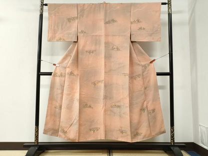 平和屋着物●上質な小紋　地紋起こし　草木文　暈し染め　正絹　逸品　CABG1085yc