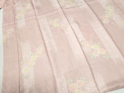 平和屋着物●長襦袢　無双仕立て　草花地紋　半衿刺繍　正絹　逸品　未使用　CABG1089yc