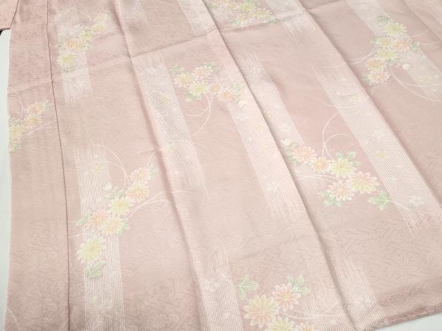 平和屋着物●長襦袢　無双仕立て　草花地紋　半衿刺繍　正絹　逸品　未使用　CABG1089yc