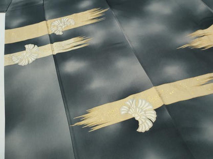 平和屋着物●訪問着　駒刺繍　霞舞花文　暈し染め　金銀彩　正絹　逸品　CABG1091yc