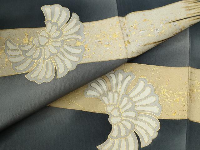 平和屋着物●訪問着　駒刺繍　霞舞花文　暈し染め　金銀彩　正絹　逸品　CABG1091yc