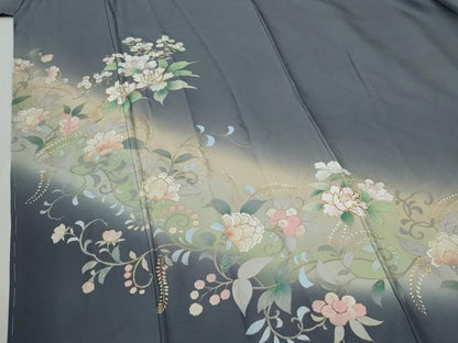 平和屋着物●訪問着　駒刺繍　更紗花唐草文　暈し染め　金彩　さが美扱い　正絹　逸品　未使用　CABG1092yc