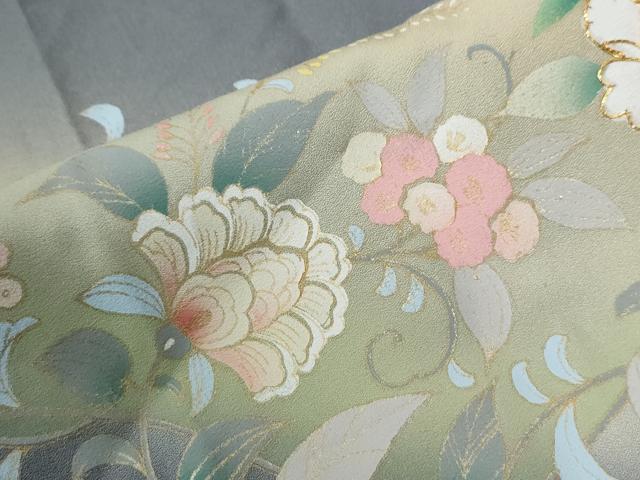 平和屋着物●訪問着　駒刺繍　更紗花唐草文　暈し染め　金彩　さが美扱い　正絹　逸品　未使用　CABG1092yc