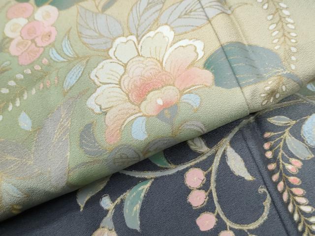 平和屋着物●訪問着　駒刺繍　更紗花唐草文　暈し染め　金彩　さが美扱い　正絹　逸品　未使用　CABG1092yc
