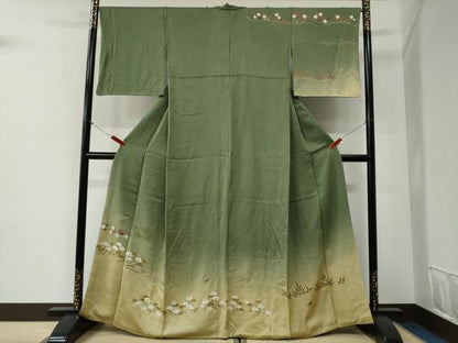 平和屋着物●訪問着　刺繍　飛鶴浜松梅文　暈し染め　金彩　ますいわ屋扱い　正絹　逸品　CABG1094yc