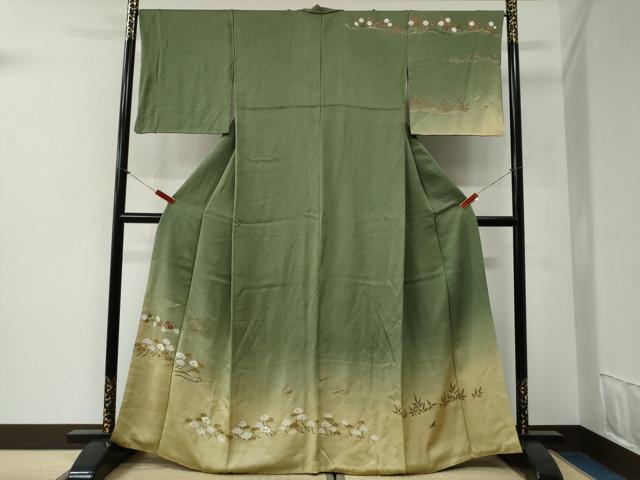 平和屋着物●訪問着　刺繍　飛鶴浜松梅文　暈し染め　金彩　ますいわ屋扱い　正絹　逸品　CABG1094yc