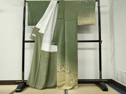 平和屋着物●訪問着　刺繍　飛鶴浜松梅文　暈し染め　金彩　ますいわ屋扱い　正絹　逸品　CABG1094yc
