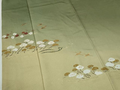 平和屋着物●訪問着　刺繍　飛鶴浜松梅文　暈し染め　金彩　ますいわ屋扱い　正絹　逸品　CABG1094yc