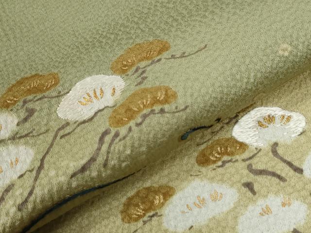 平和屋着物●訪問着　刺繍　飛鶴浜松梅文　暈し染め　金彩　ますいわ屋扱い　正絹　逸品　CABG1094yc