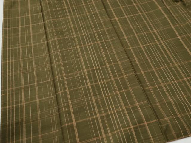 平和屋着物●上質な紬　格子　正絹　逸品　CABG1096yc