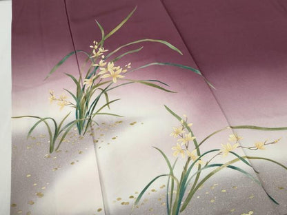 平和屋着物●漆工芸作家　金森一博　訪問着　草花文　暈し染め　金彩　正絹　逸品　CABG1097yc
