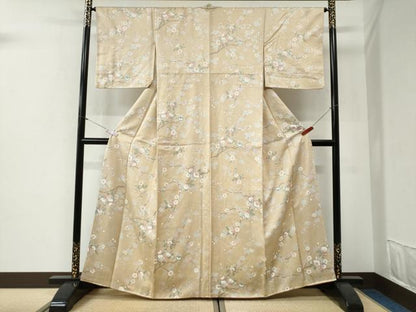 平和屋着物●上質な小紋　枝花文　金彩　正絹　逸品　CABG1098yc
