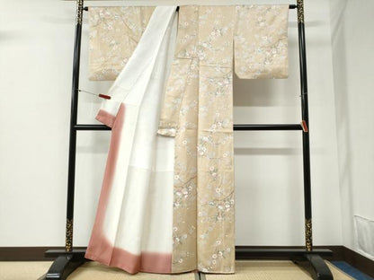 平和屋着物●上質な小紋　枝花文　金彩　正絹　逸品　CABG1098yc