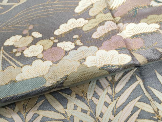 平和屋着物●訪問着　エ霞飛鶴松竹梅風景文　暈し染め　金彩　正絹　逸品　未使用　CABG1099yc