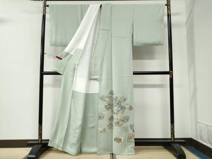平和屋着物●色留訪問着　寿光織　千代姫　貝あそび　金糸　正絹　逸品　未使用　CABG1101yc
