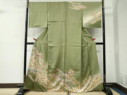 平和屋着物●訪問着　鳳凰狩猟花唐草文　暈し染め　金彩　正絹　逸品　CABG1102yc
