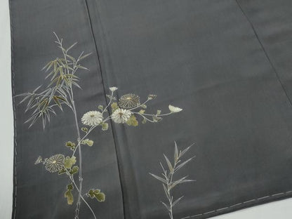 平和屋着物●中国三大刺繍　相良刺繍　色留袖　笹竹草花文　金糸　正絹　逸品　未使用　CABG1107yc