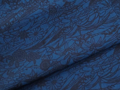 平和屋着物●上質な小紋　藍　型染め　風景花文　正絹　逸品　CABG1108yc