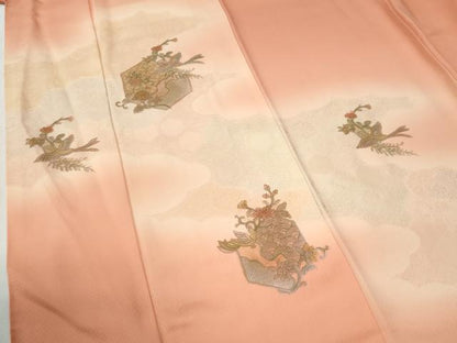 平和屋着物●中国三大刺繍　スワトウ刺繍　総刺繍　訪問着　鳳凰亀甲花唐草文　暈し染め　正絹　逸品　未使用　CABG1109yc