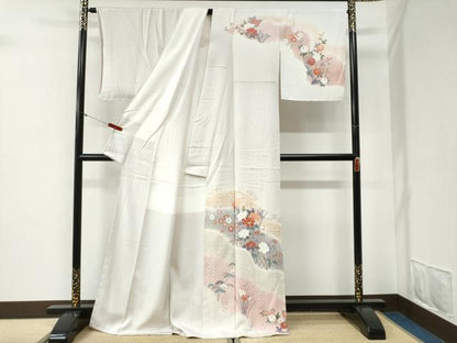 平和屋着物●訪問着　籬草花文　暈し染め　金彩　正絹　逸品　未使用　CABG1110yc