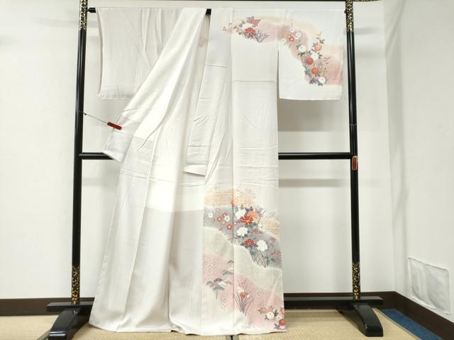 平和屋着物●訪問着　籬草花文　暈し染め　金彩　正絹　逸品　未使用　CABG1110yc