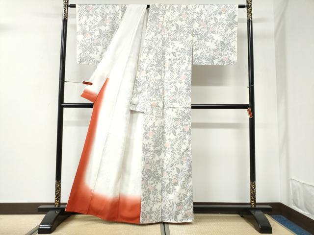 平和屋着物●上質な紬　草花文　正絹　逸品　CABG1112yc