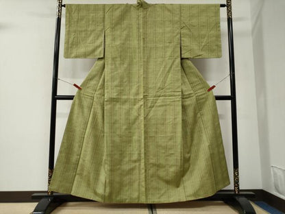 平和屋着物●花織　紬　間道　正絹　逸品　CABG1113yc