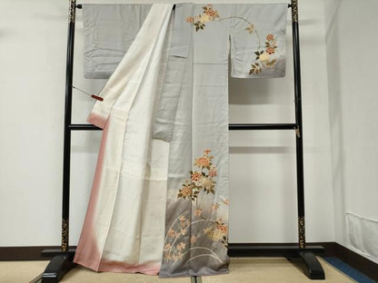 平和屋着物●訪問着　籬枝牡丹　暈し染め　金彩　正絹　逸品　CABG1114yc