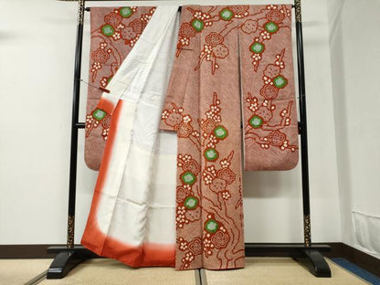 平和屋着物●豪華振袖　総絞り　枝梅文　正絹　逸品　CABG1116yc
