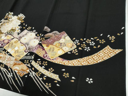 平和屋着物●豪華黒留袖　駒刺繍　鬘帯色紙重ね松竹梅花文　暈し染め　金彩　正絹　逸品　CABG1118yc