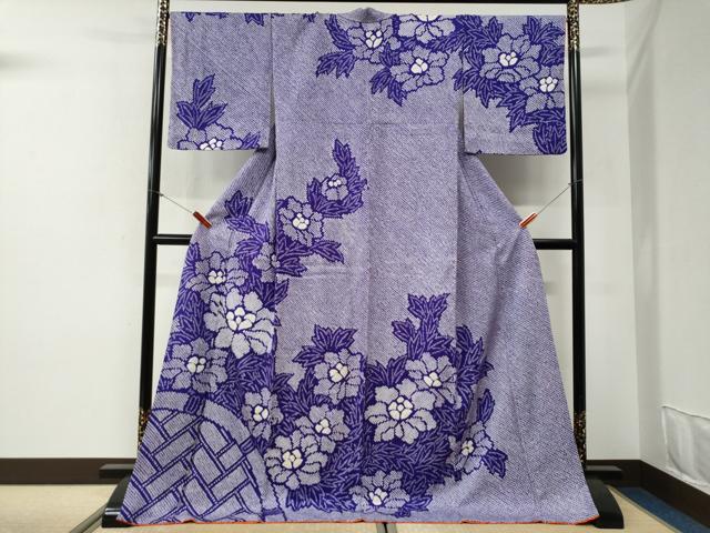 平和屋着物●訪問着　総絞り　籬花文　ロング丈　正絹　逸品　CABG1119yc