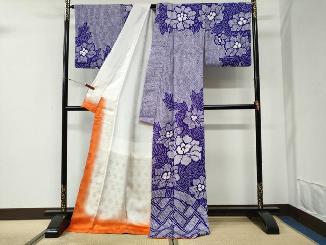 平和屋着物●訪問着　総絞り　籬花文　ロング丈　正絹　逸品　CABG1119yc