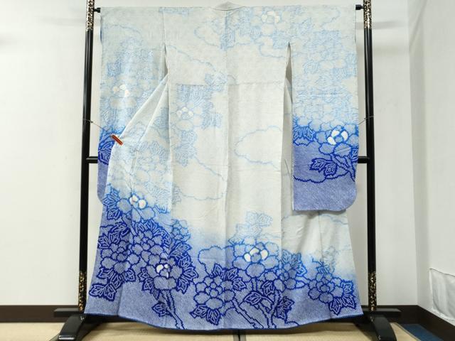 平和屋着物●豪華振袖　総絞り　枝牡丹　暈し染め　正絹　逸品　CABG1120yc