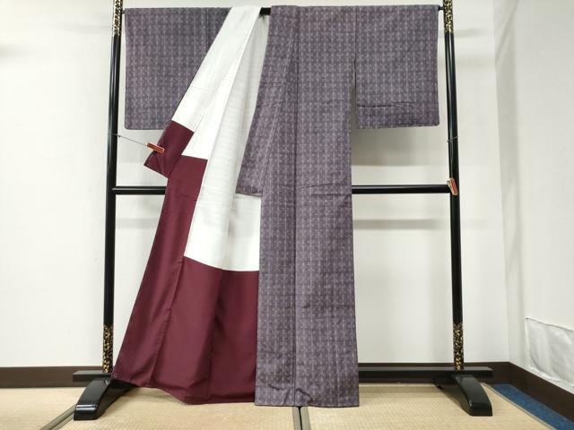 平和屋着物●越後　花織紬　吉祥文　証紙付き　正絹　逸品　未使用　CABG1121yc