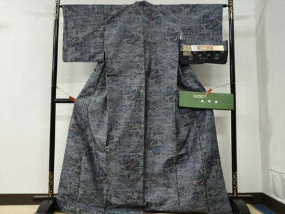 平和屋着物●都喜ヱ門　本場大島紬　7マルキ　泥染め　江戸旅日記 藤絹織物謹製 さが美扱い 証紙・証明書付き 正絹 逸品 未使用 CABG1122yc