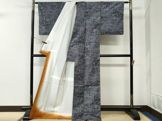 平和屋着物●都喜ヱ門　本場大島紬　7マルキ　泥染め　江戸旅日記 藤絹織物謹製 さが美扱い 証紙・証明書付き 正絹 逸品 未使用 CABG1122yc