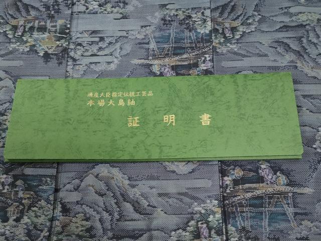 平和屋着物●都喜ヱ門　本場大島紬　7マルキ　泥染め　江戸旅日記 藤絹織物謹製 さが美扱い 証紙・証明書付き 正絹 逸品 未使用 CABG1122yc