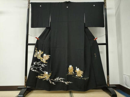 平和屋着物●豪華黒留袖　作家物　童子遊び　ラメ糸　金銀彩　正絹　逸品　CABG1125yc