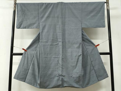 平和屋着物●男性　紬　色無地　灰色　正絹　逸品　CABG1129yc