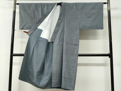 平和屋着物●男性　紬　色無地　灰色　正絹　逸品　CABG1129yc