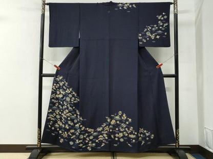 平和屋着物●訪問着　藍　宝尽くし松竹梅花文　正絹　逸品　CABG1130yc